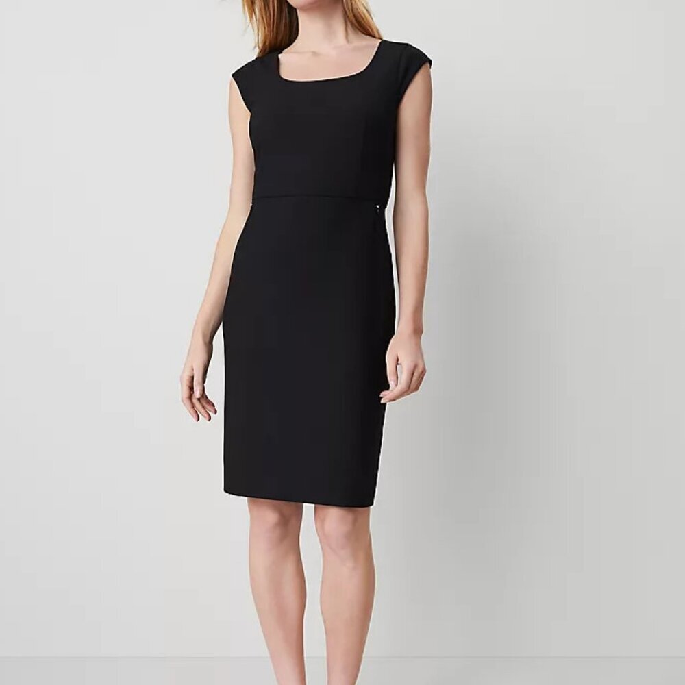 Ann Taylor The Scoop Neck Bi-Stretch Corpcore Midi Dress Wrinkle Resistant 8